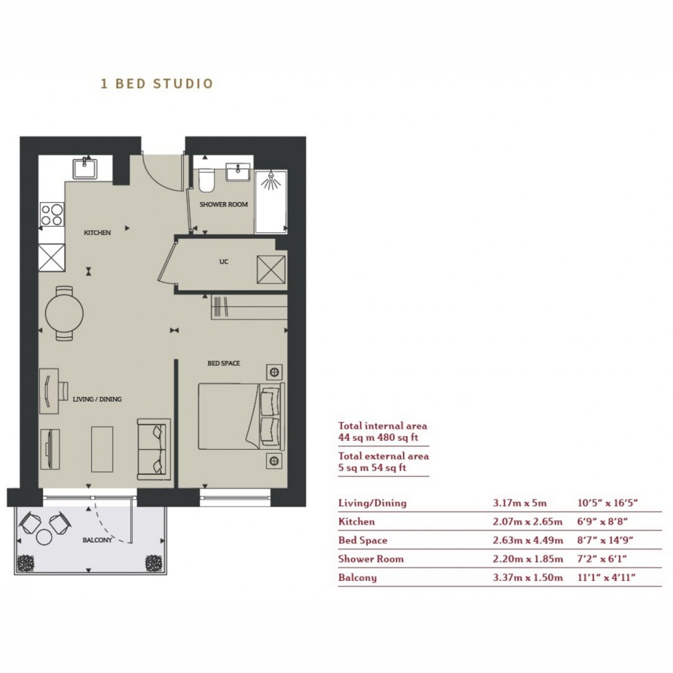Floorplan for Unit 515 Sheardown Apartments Hayes Village, Hayes, UB3