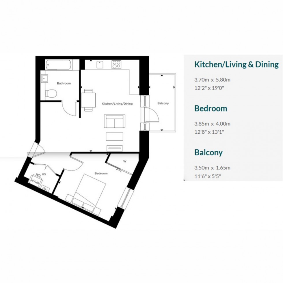 Floorplan for Unit E320 Lampton Park, Hounslow, TW3