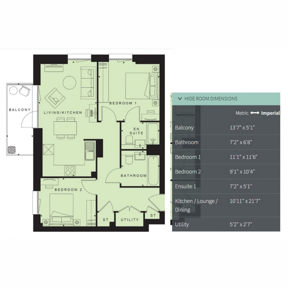 Floorplan for Unit 215 Wembley Park Gardens, Wembley, HA9