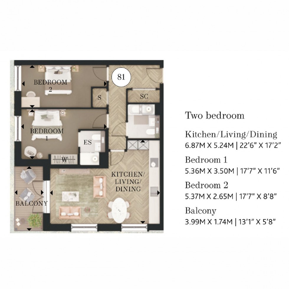 Floorplan for Unit 81 Wandsworth Common, London, SW17