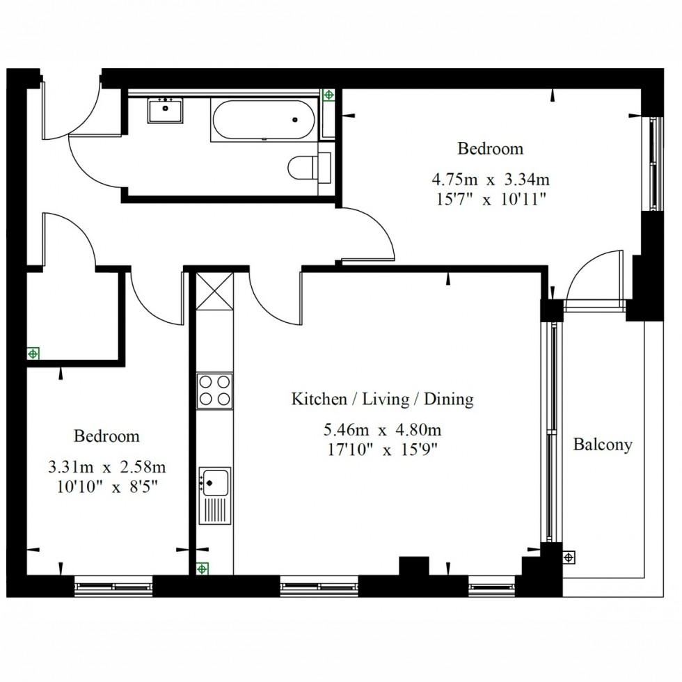 Floorplan for Unit 1010B Vision Point, Battersea, SW11