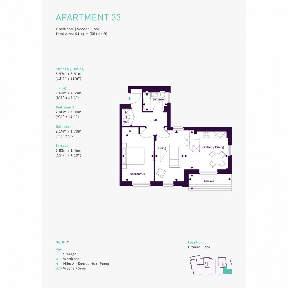 Floorplan for unit 1033 The Zero, Raynes Park, SW20