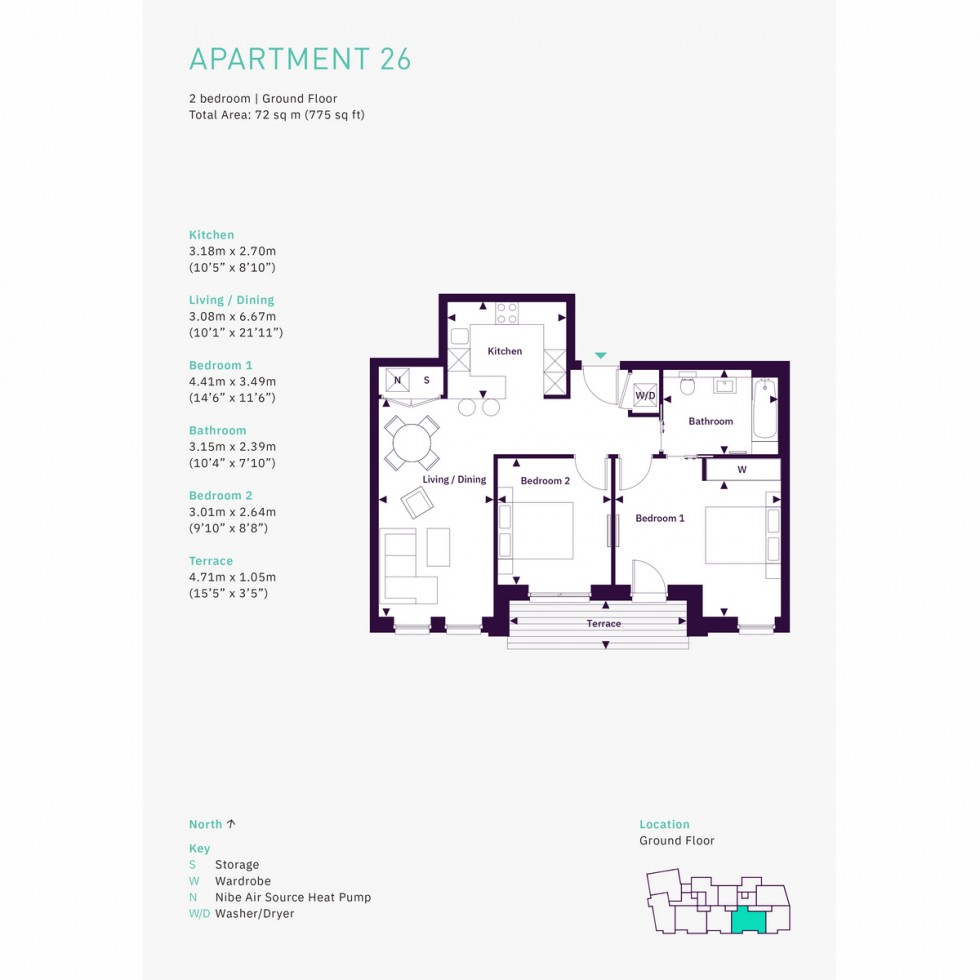 Floorplan for Unit 1026 The Zero, Raynes Park, SW20