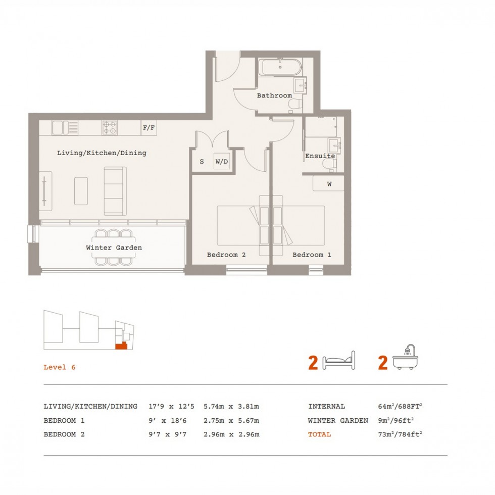 Floorplan for Unit C6/4 Graphite Square, Vauxhall, SE11