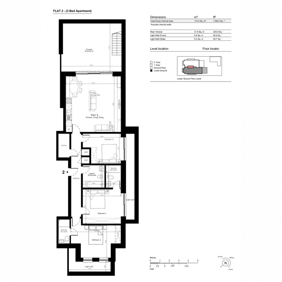 Floorplan for Unit 2 Creswick Apartments, Acton, W3