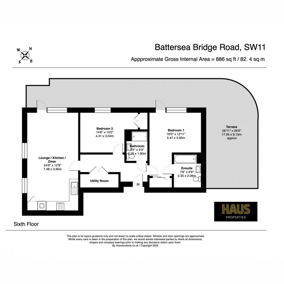 Floorplan for Penthouse Apt 1023 Hyde Apartments, Battersea, SW11