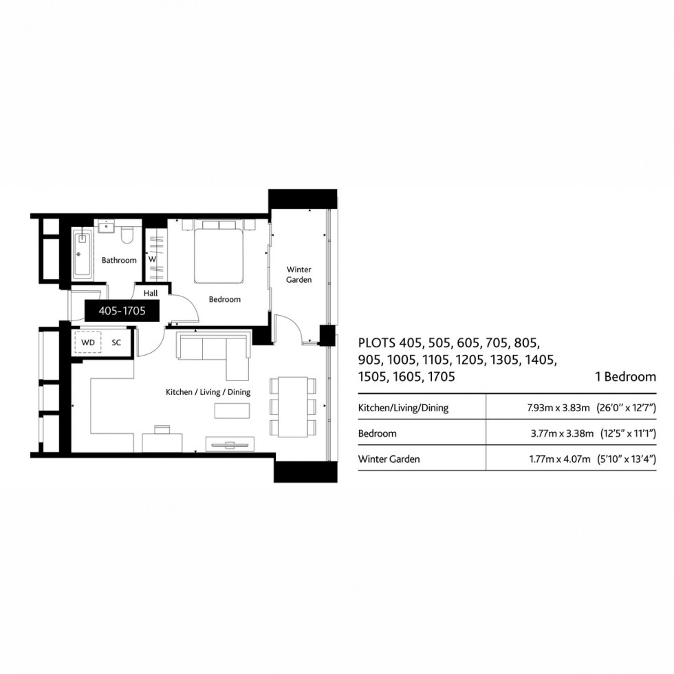 Floorplan for Unit 1705 London Square Croydon, Croydon, CR0