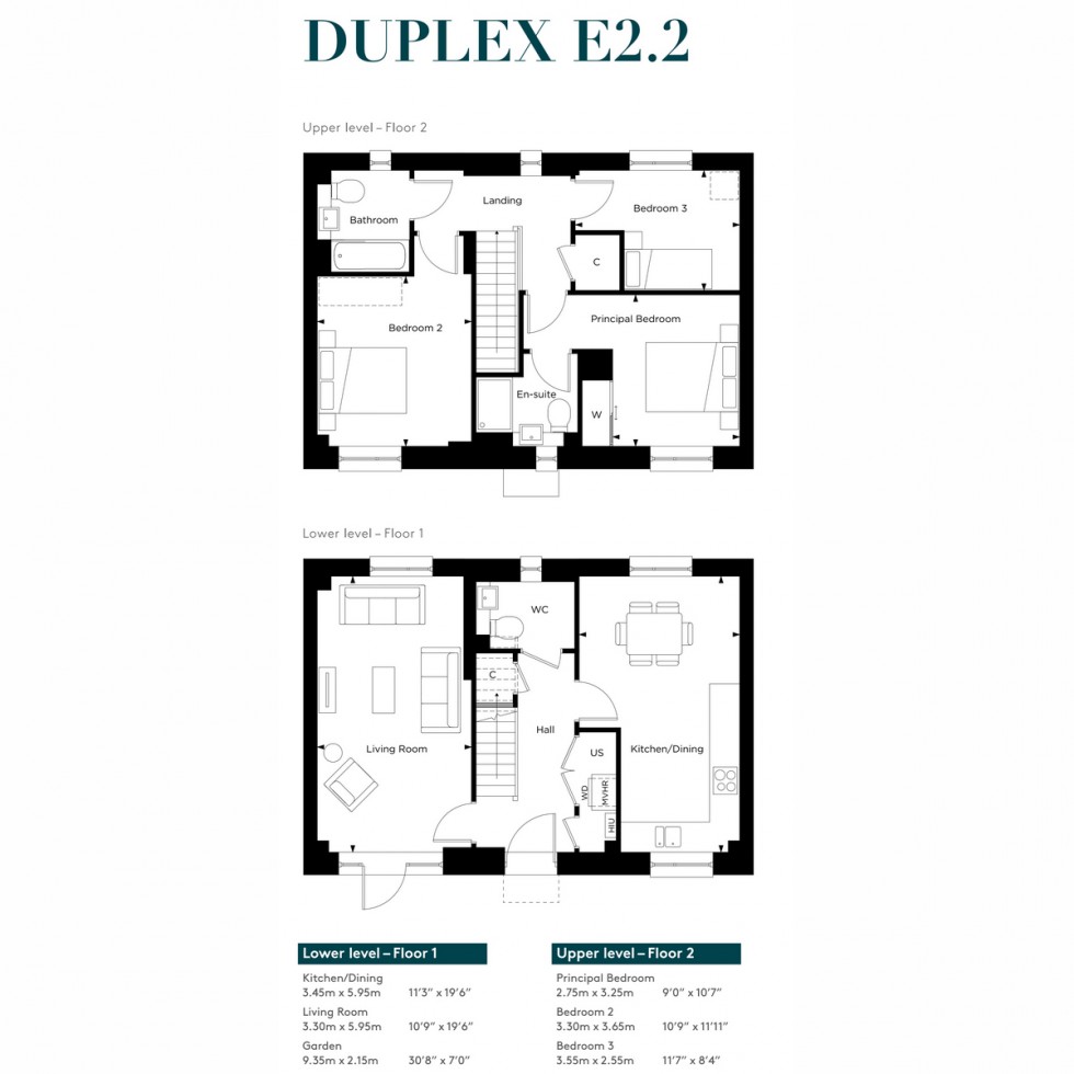 Floorplan for Unit E2.2 Lampton Park, Hounslow, TW3
