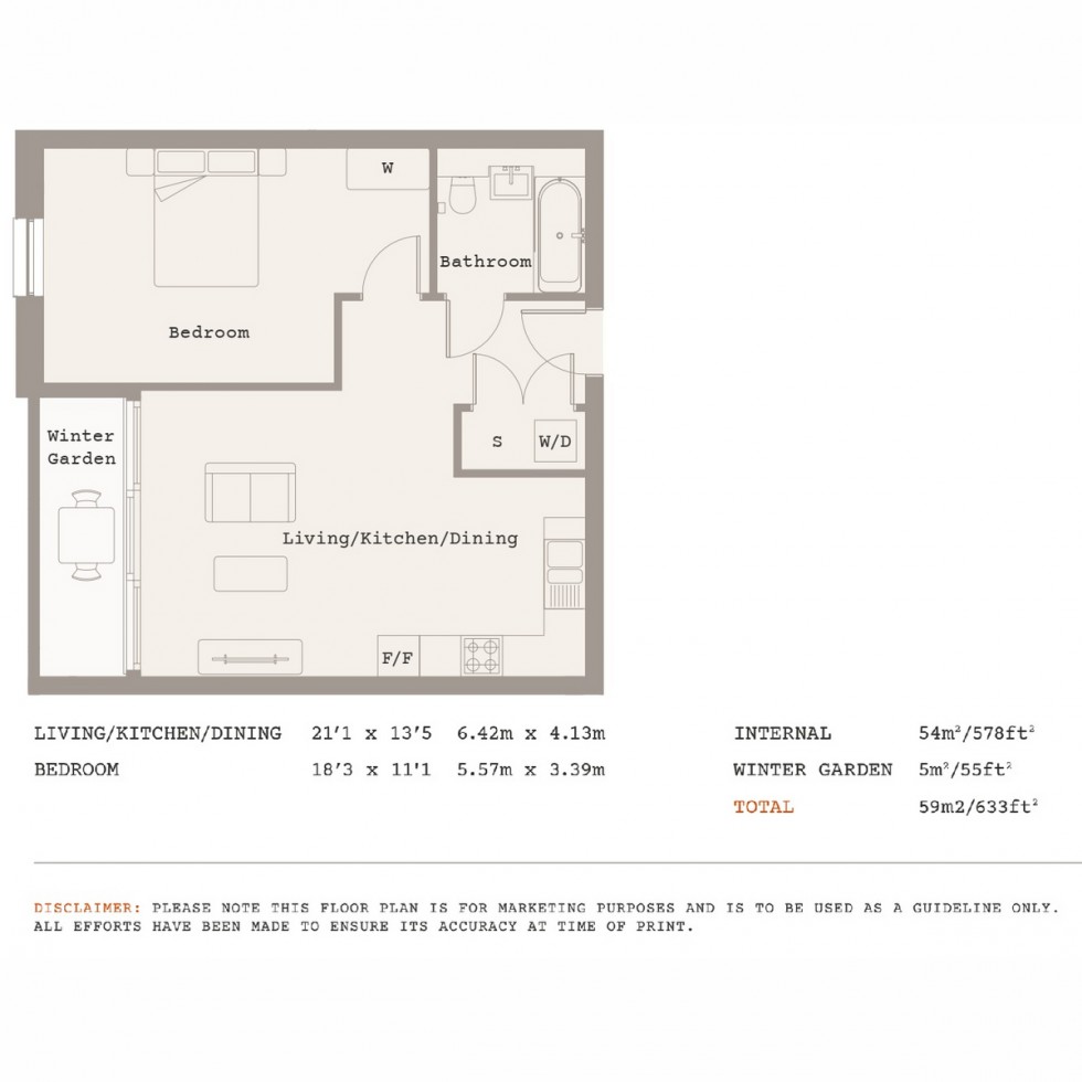 Floorplan for Unit B6.3 Graphite Square, Vauxhall, SE11