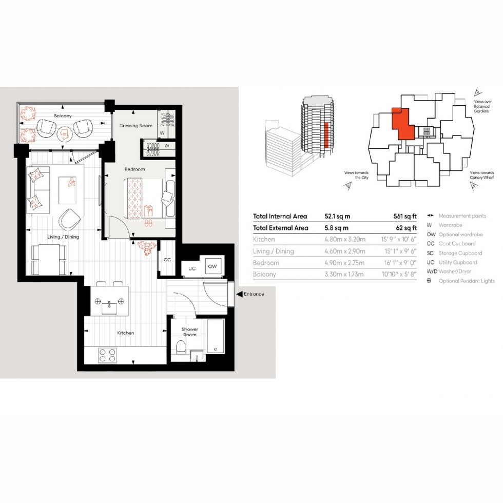 Floorplan for Unit C1004 Bow Green, London, E3