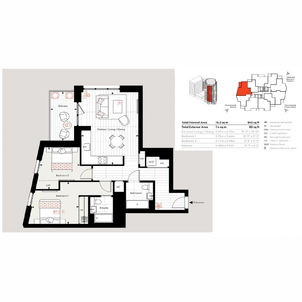 Floorplan for Unit C1003 Bow Green, London, E3