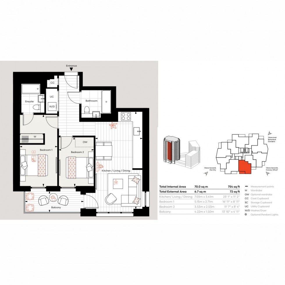 Floorplan for Unit C1510 Bow Green, London, E3
