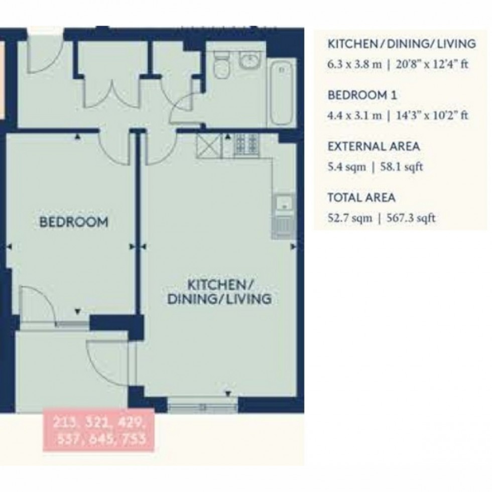 Floorplan for Unit 537 Bookbinder Point, Acton, W3