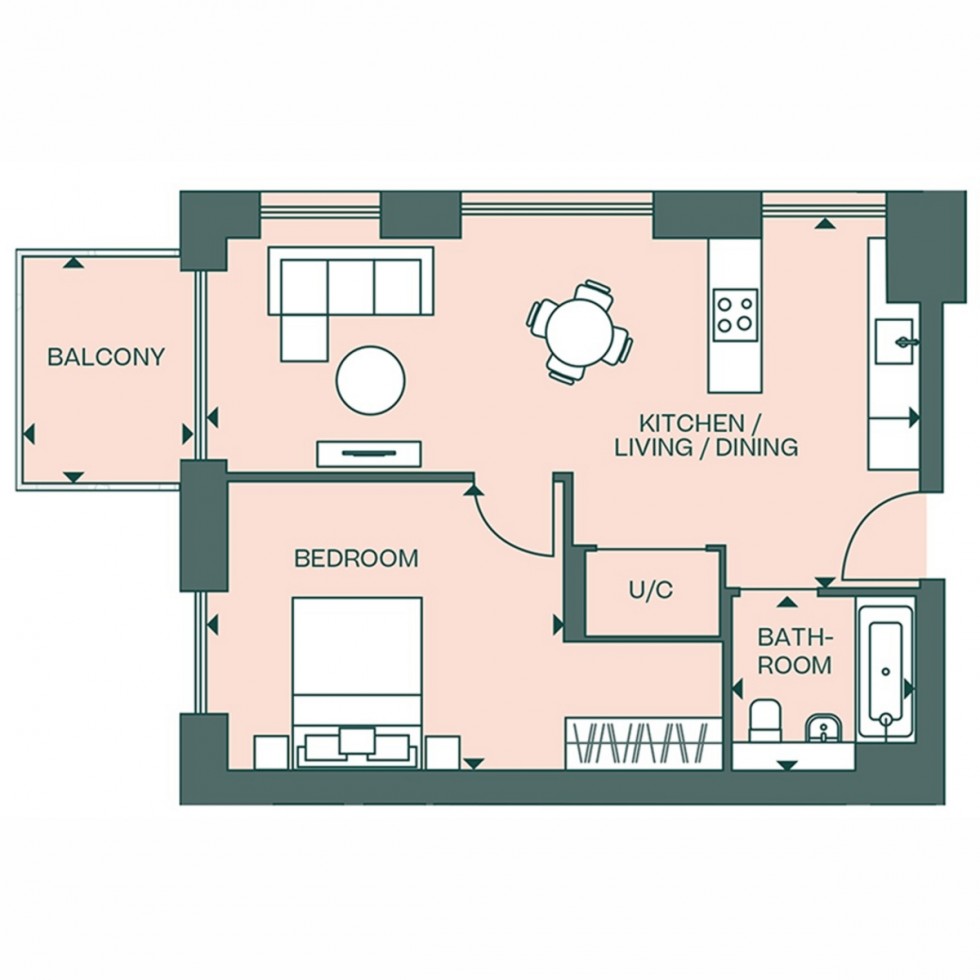 Floorplan for Apt 2501 Fulton & Fifth, Wembley, HA9