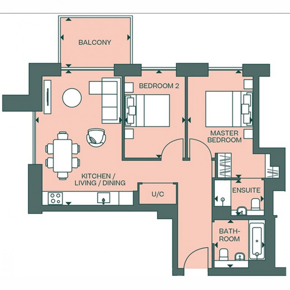 Floorplan for Apt 104 Fulton & Fifth, Wembley, HA9