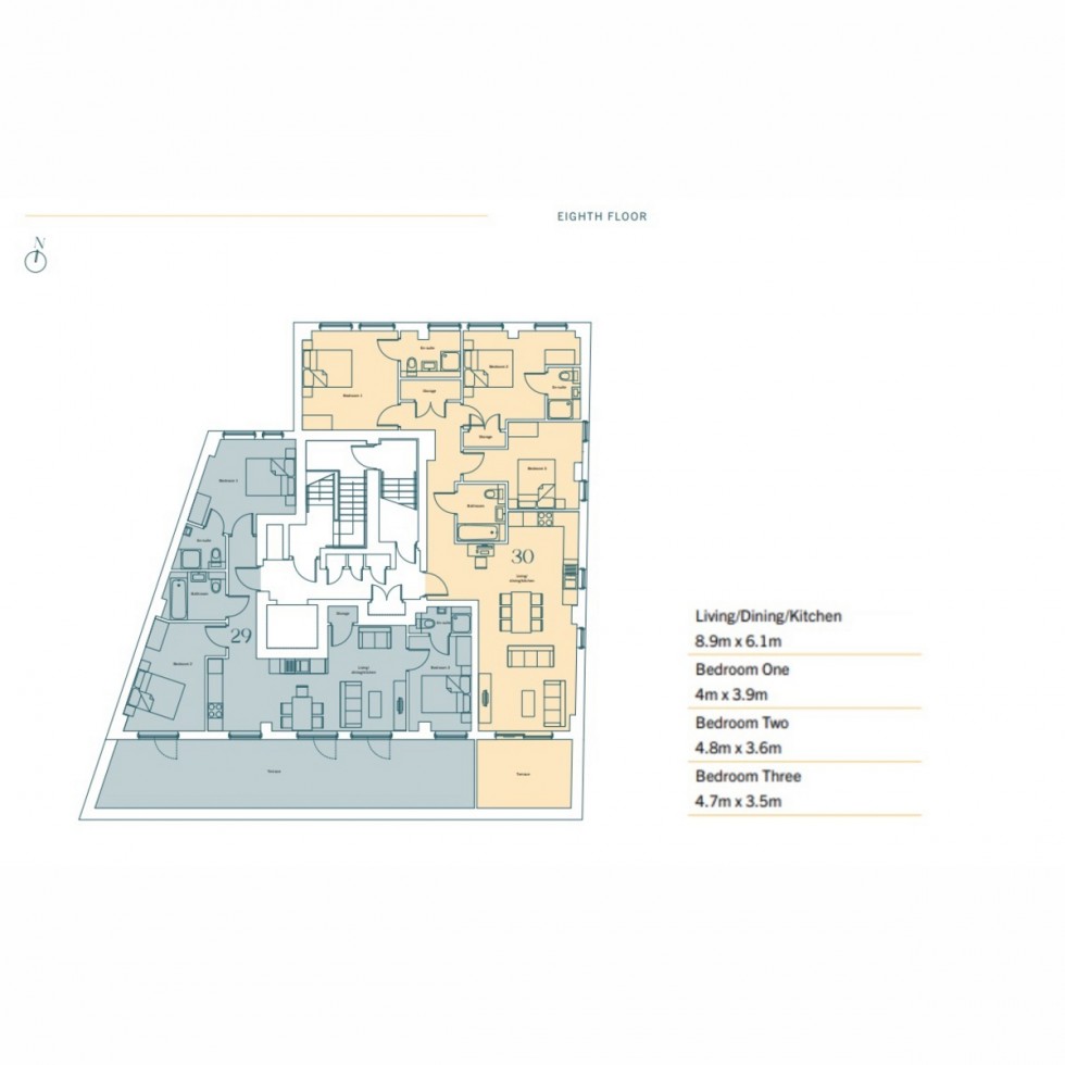 Floorplan for Unit 2030 Twenty Two, Nine Elms, SW8