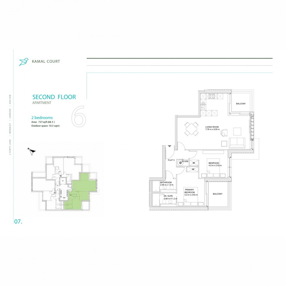 Floorplan for Apt 126 Kamal Court, Wembley, HA9
