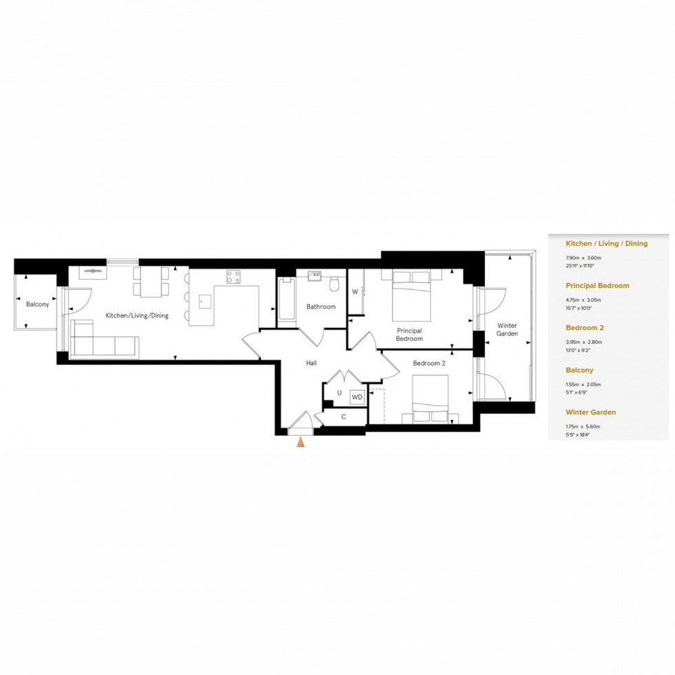 Floorplan for Unit 1435 Kew Bridge Rise, Brentford, TW8