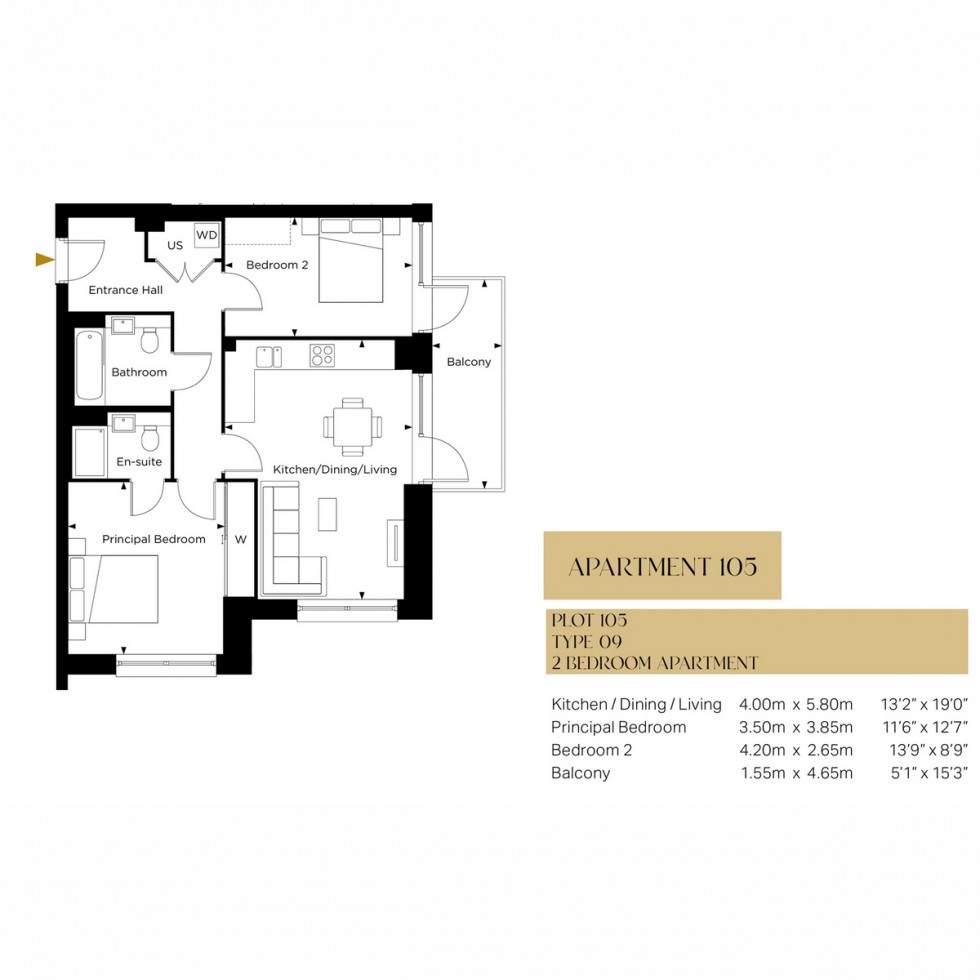Floorplan for Unit 1105 Kew Bridge Rise, Brentford, TW8