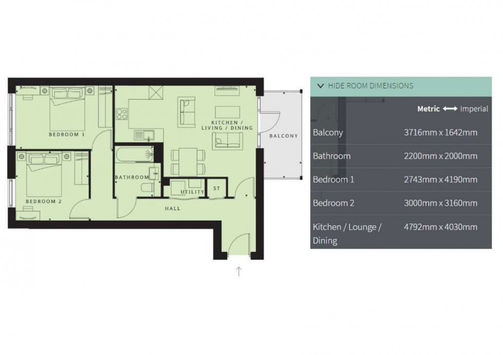 Floorplan for Hackbridge Road, Wallington