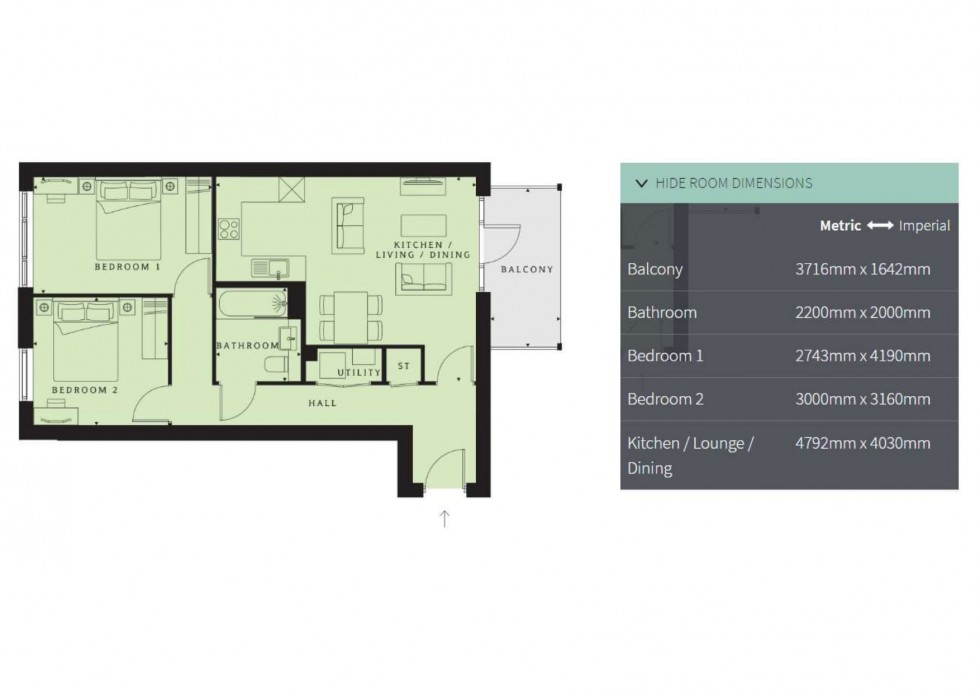 Floorplan for Hackbridge Road, Wallington